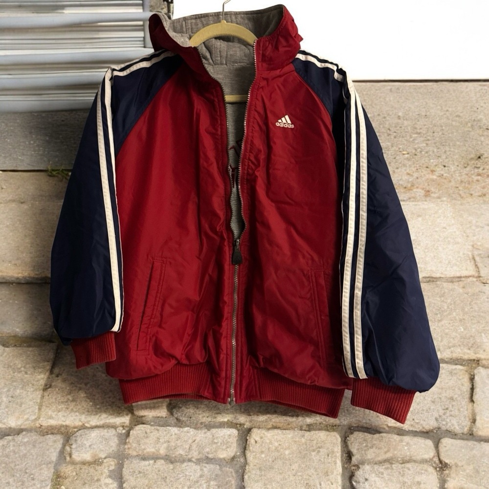 Vintage 00s Adidas Full Zip Retro Nylon Track Top Jacket‎ Kids Size L 14-16